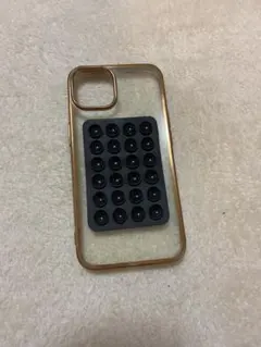 iPhone用 吸盤付きクリアケース ゴールドフレーム iPhone13
