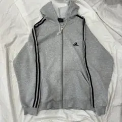 adidas グレー ジップアップパーカー