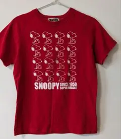 PEANUTS スヌーピー Tシャツ レッド 綿100%　Mサイズ　古着のサムネイル