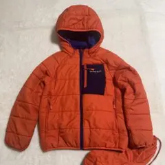 美品モンベル現行モデルサーマランドパーカ Kid's120 橙青リバーシブル