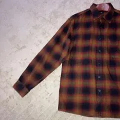 ★ユニクロ 長袖チェック柄シャツ L 赤系 綿100% カジュアルメンズシャツ