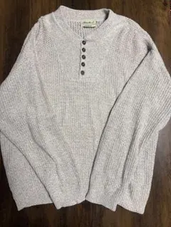 【90's】EddieBauer ヘンリーネック　コットンニットセーター　XLのサムネイル