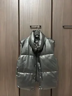 ZARA フェイクレザーダウンベスト S