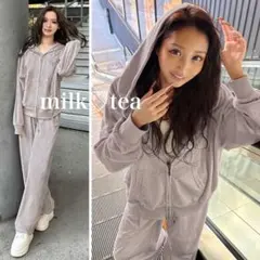 新品タグ付き Rady フレームRadyベロアセットアップ ライトグレー セトア