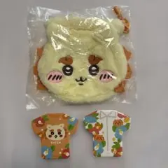 【新品】ちいかわ シーサー おかお巾着、Tシャツ型缶バッジ2つセット