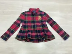 【120cm相当】ラルフローレン チェックシャツ ペプラム 豪華刺繍 女の子