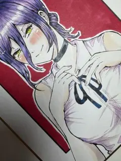 レゼ 手描きイラスト 中色紙