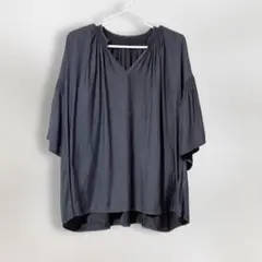 AZUL BY MOUSSY 半袖ブラウス 黒 ゆったり Vネック L