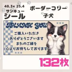 【ボーダーコリー子犬】132枚　ケアシール　ラベル　サンキュー　小さめサイズ