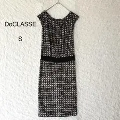 ドゥクラッセ DoCLASSE 半袖ワンピース ひざ丈 総柄 上品 日本製 S