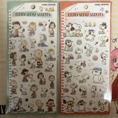 フラッフィースケッチステッカーズ　スヌーピーシール　2点セット