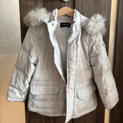 ファー付きフード ライトグレー ダウンコート　120