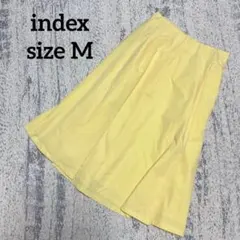 【インデックス】フレアスカート ギャザー M イエロー ウエストゴム ミモレ丈