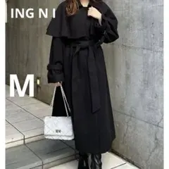 極美品　イング　ブラック ロングコート ベルト付き　ポンチョ取り外し可能　黒