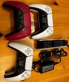 修理・部品取り用】PS5コントローラー3個＋純正充電スタンド