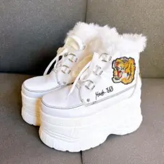 ヨースケ YOSUKE 厚底スニーカー 虎ハイカット ワッペン ファースニーカー