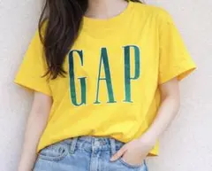 【稀有】GAP Logo T恤 黃×綠 縮短款 寬鬆復古