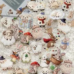 人気! 新！L71 刺繍の萌えペット 刺繍風 ステッカー シール コラージュ素材