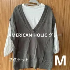 AMERICAN HOLIC グレー Vネックニット Mサイズ