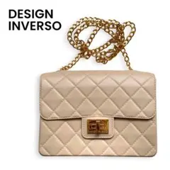 良品✨ デザインインヴェルソ ショルダーラバーバッグ ベージュ ゴールドチェーン