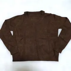 ⭐️Vネックニットセーター 衿付き 長袖 レディース ブラウン Mサイズ