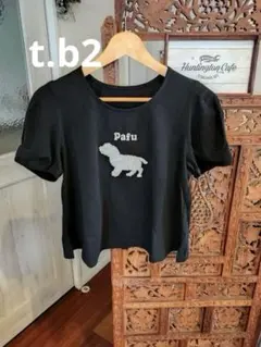 値下げ！Pafu 犬モチーフ刺繍 半袖Tシャツ ブラック 3センソユニコt.b2のサムネイル