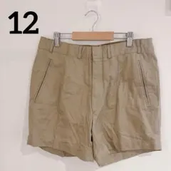 美品✨キュロット【12】ベージュ 前ポケット付き ハーフパンツ