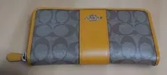 Coach 長財布 グレー/イエロー