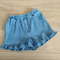 【100】裾フリル デニムショートパンツ　バースデイ