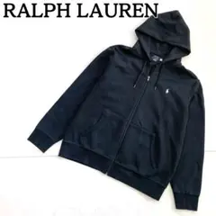 美品★ポロラルフローレン ジップアップパーカー ロゴ刺繍 黒 XL