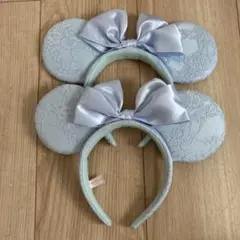 ディズニー　カチューシャ　ブルーエバーアフター　セット　水色　レース