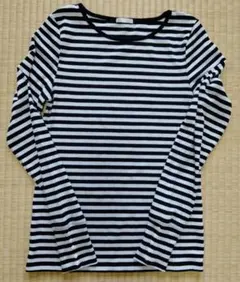 【1回着用】GU ボーダー 長袖リブTシャツ S　白黒