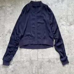 MA-1 ブルゾン ジャケット ネイビー ギャザー とろみ Fのサムネイル