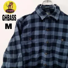 USA古着 G.H.BASS ヘビーネルシャツ　M　ブルー ネイビー　チェック
