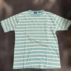 USA製 Mervyn's XL Tシャツ 水色ストライプ
