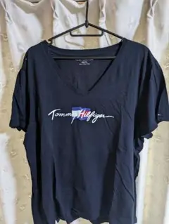 Tommy Hilfiger ネイビー Vネック Tシャツ XXL