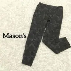 メイソンズ　総柄カジュアルパンツ　花柄　チノパン　きれいめ　レトロ可愛い　S 黒