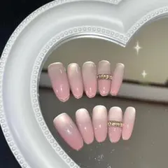 【S様限定】韓国風ネイルチップ ピンクベージュ ちゅるん可愛い 春デザイン