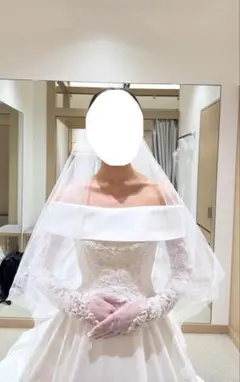 ウェディング　ベール 白 チュール レースエッジ