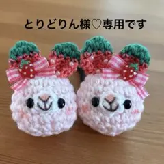 あみぐるみヘアゴム♡苺みるくうさぎちゃん♡ハンドメイド