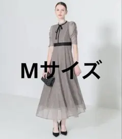 Leja ウエストマーク パフスリーブ レースロングワンピース ドレス S