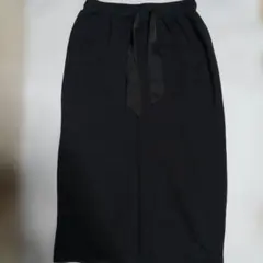 フェリシモ コットン100% ブラック タイトスカート リボン付き ひざ丈