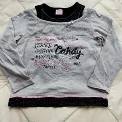 mezzo piano 重ね着風 Tシャツ グレー ブラック