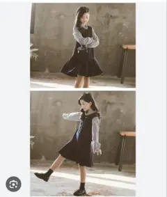 【即決OK】フォーマルワンピース　150 ネイビーストライプ