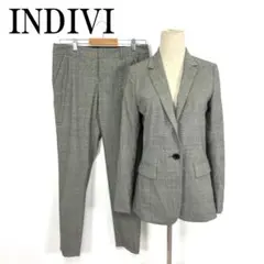 LA8299 新品タグ付 インディヴィ パンツスーツ グレー ウール 38 40