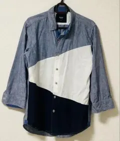 BEAMS HEART 7分袖 カラーブロックシャツ Mサイズ メンズ