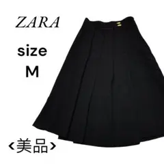 <美品>ZARA　ザラ　ワイドパンツ　スカート風　M　ブラック系　a15-33