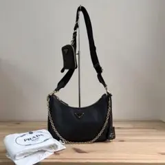 極美 PRADA Re-Edition2005 レザー ショルダーバッグ 黒 - メルカリ