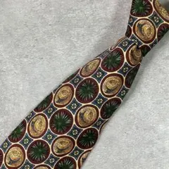 dunhill ネクタイ　イエロー　総柄　麦わら帽子　シルク　イタリア製