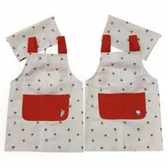 子供用エプロン　110 さくらんぼ　チェリー　ワッペン付き　2枚セット　双子
